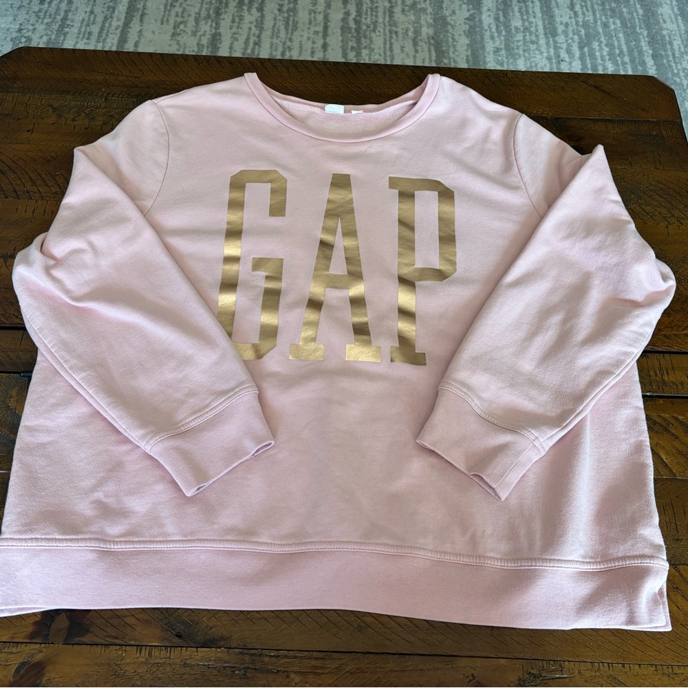 GAP Pink Crewneck Sweatshirt with Rose Gold Logo